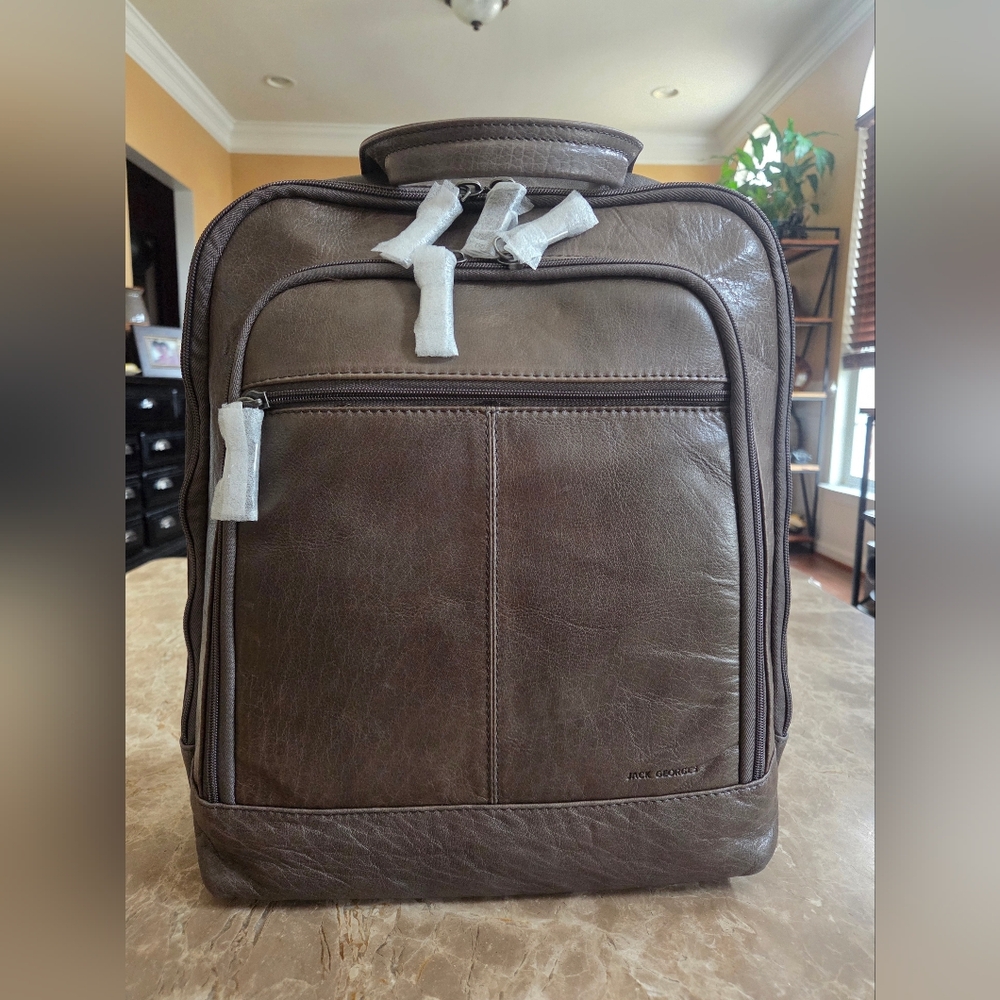 Jack Georges Slate Buffalo Leather Backpack NWT